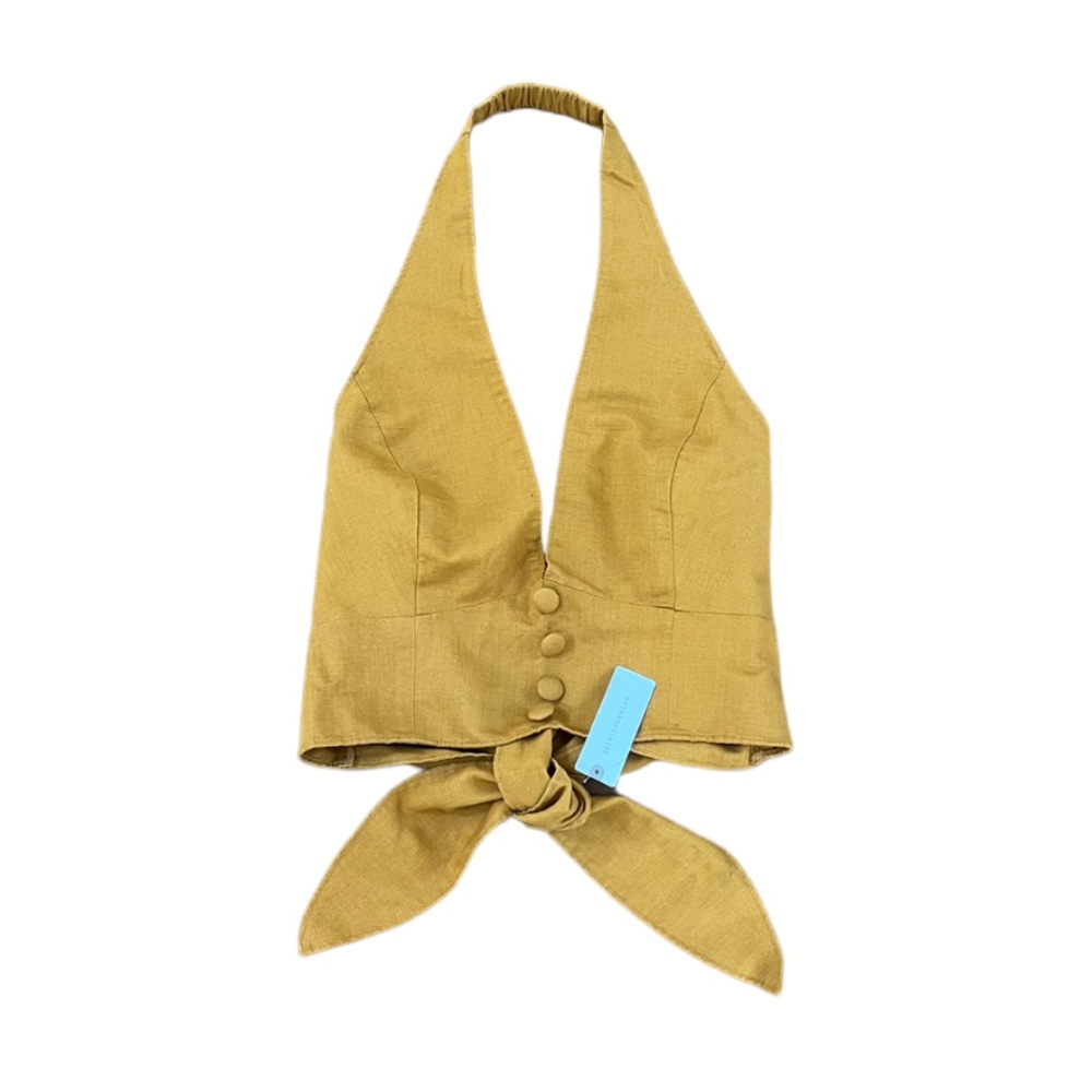 Anthropologie Tie-Back Crop Halter Tank Top Buttons Adjustable Women’s M NWT